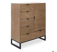 Buffet Haut 4 Tiroirs Et 1 Porte Battante Bois Chêne Clair Bois clair G