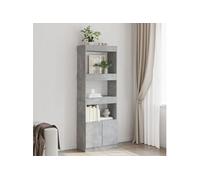 Buffet haut 63x33x180 cm gris béton bois d ingénierie