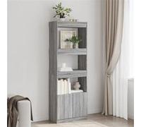 Vidaxl Buffet Haut 63x33x180 Cm Sonoma Gris Bois D'ingénierie Marron