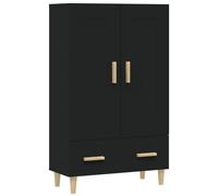 Buffet Haut 70 X 31 X 115 Cm, Tiroir De Rangement En Bois Contreplaqué Noir, Style Scandinave Marron