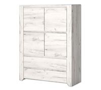 Buffet Haut Angel 84Cm 4 Portes Avec Tiroirs Chêne Blanc