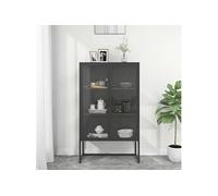 vidaXL Buffet haut Anthracite 80x35x135 cm Acier et verre trempé Anthracite G