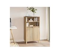 vidaXL Buffet Haut, Armoire avec 2 Étagères et 4 Compartiments, Meuble de Rangement avec Portes, Organisateur de Salon, Scandinave, Chêne Sonoma Bois d'Ingénierie Beige G