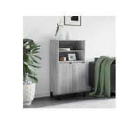 vidaXL Buffet haut Armoire, 6 compartiments, portes et pieds, Sonoma gris bois d'ingénierie