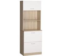 HOMCOM Meuble salle de bain Buffet Armoire de cuisine multi-rangements 2 tiroirs 1 placard grand plateau 60 x 38 x 168 cm MDF blanc | Aosom France
