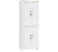 HOMCOM Armoire de Cuisine Buffet Cuisine vaisselier Meuble de Rangement Style Moderne Multi-rangements avec 4 Portes et étagères réglables, 60 x 30 x 170,5 cm, Blanc