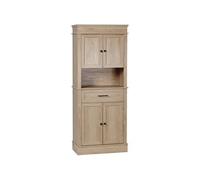HOMCOM Armoire de Cuisine Buffet Cuisine vaisselier Meuble de Rangement Style Moderne avec placards, étagères réglables, tiroir, et Niche, pour Salle à Manger, Salon, 74 x 39,5 x 183 cm, chêne Clair