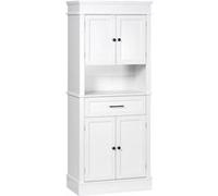 HomCom Armoire de cuisine moderne – placards, étagères réglables, tiroir – Blanc