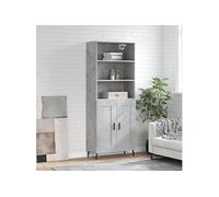 Vidaxl Buffet Haut Gris Béton 69,5x34x180 Cm Bois D'ingénierie Gris