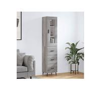 Vidaxl Buffet Haut Sonoma Gris 34,5x34x180 Cm Bois D'ingénierie Gris