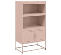 Buffet haut - Armoire de rangement en acier rose - Style industriel pour salon ou chambre à coucher - Grand espace de rangement - Dimensions : 68,5 x 38,5 x 123,5 cm