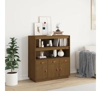 Buffet Haut Armoire Latérale Rangement Salon Blanc Bois Massif de Pin vidaXL