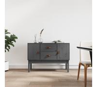 Buffet Haut Armoire Latérale Rangement Salon Gris Bois Massif de Pin vidaXL