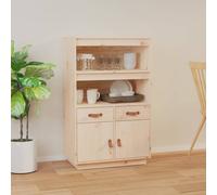 vidaXL Buffet Haut, Armoire avec Étagère, Meuble de Rangement avec Tiroirs, Organisateur de Salon Salle de Séjour, Scandinave, Marron Bois Massif de Pin Bois G
