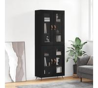 Vidaxl Buffet Haut Noir 69,5x34x180 Cm Bois D'ingénierie Multicolore
