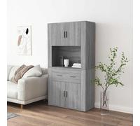 vidaXL Buffet haut Meuble de rangement avec porte Sonoma gris bois d'ingénierie