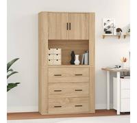 Buffet Haut Armoire Salon Salle de Séjour Gris Béton Bois d'Ingénierie vidaXL