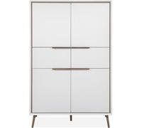 Buffet Haut - ARONA 53B - Blanc / Chene artisan - 4 portes, 2 tiroirs - 175 x 90 x 38 cm