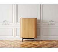 Buffet haut arrondi 2 portes 107 cm AMBOISE couleur chêne BOBOCHIC Marron clair