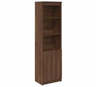 Buffet haut aspect chêne marron | Ensemble de meubles de salon | 50 x 35 x 180 cm en matériau dérivé du bois | Meuble de rangement élégant pour vêtements et décoration | Idéal pour le salon moderne