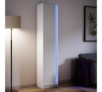 Buffet Haut avec éclairage LED, Meuble de Rangement en Bois d'ingénierie, vaisselier Salle à Manger, Armoire de Cuisine, Buffet Haut avec LED RVB, Blanc, 41.5 x 32.5 x 200 cm