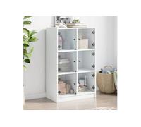 vidaXL Buffet haut avec portes blanc 68x37x109 cm bois d'ingénierie, armoire latérale, armoire de rangement haute, vitrine 3295850 Blanc G