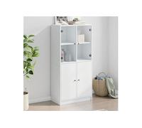 vidaXL Buffet haut avec portes blanc 68x37x142 cm bois d'ingénierie, armoire latérale, armoire de rangement haute, vitrine 3295864