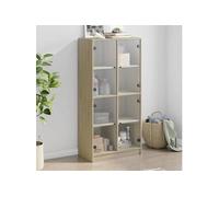 Buffet haut avec portes chêne sonoma bois d'ingénierie, armoire latérale, armoire de rangement haute, vitrine haute, 3295859