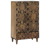 vidaXL Buffet Haut Blanc 60 x 33,5 x 100 cm Bois de Mangue Massif, Salon Moderne, espaces Lumineux pour se détendre, mobilier élégant, déco Artistique, éclairage Efficace