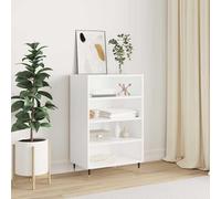 Buffet Haut Blanc 57x35x90 cm en Bois d'ingénierie avec étagères, Meuble de Rangement élégant à Pieds métal pour Salon