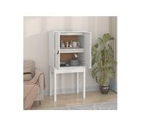 vidaXL Buffet haut en bois massif de pin 60x40x120 cm Blanc