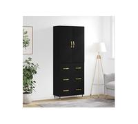 vidaXL Buffet Haut, Armoire de Rangement avec Pieds, Meuble de Rangement, Organisateur Salon Salle de Séjour, Industriel, Blanc Bois d'Ingénierie