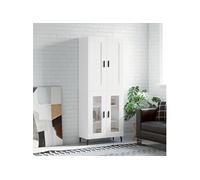 vidaXL Buffet haut Blanc 69,5x34x180 cm Bois d'ingénierie 3199633 Blanc G