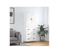 Vidaxl Buffet Haut Blanc 69,5x34x180 Cm Bois D'ingénierie Multicolore