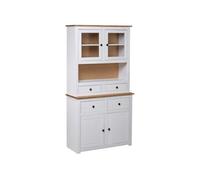Buffet haut Blanc 93x40,5x180 cm Pin Gamme Panama blanc et naturel G