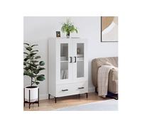 Vidaxl Buffet Haut Blanc Brillant 69,5x31x115 Cm Bois D'ingénierie Multicolore