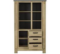 Buffet Haut BROCELIANDE - Finition Chêne Clair - 1 Porte + 3 Tiroirs - 124 × 50 × 202 cm - GAMI