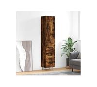 Vidaxl Buffet Haut Chêne Fumé 34,5x34x180 Cm Bois D'ingénierie Multicolore