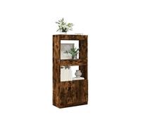 Buffet haut chêne fumé 63x33x140 cm bois d ingénierie