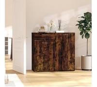 Buffet haut - Chêne Fumé - 80x36x75 cm - Bois d'ingénierie - 2 portes - Style contemporain