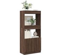 Buffet haut chêne marron 63x33x140 cm bois d ingénierie Marron G