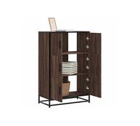 Vidaxl Buffet Haut Chêne Marron 68x35x106,5 Cm Bois Ingénierie Métal Multicolore