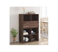 vidaXL Buffet haut armoire de rangement 3281391 Bois d'ingénierie chêne marron 80x42,5x124 cm