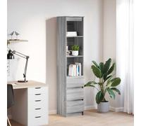 Buffet haut chêne noir 37,5x35x180 cm bois d'ingénierie armoire vidaXL
