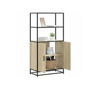 Vidaxl Buffet Haut Chêne Sonoma 68x35x139 Cm Bois D'ingénierie Métal Marron