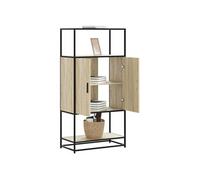 Vidaxl Buffet Haut Chêne Sonoma 68x35x139 Cm Bois D'ingénierie Métal Marron