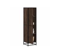 Buffet haut chï¿½ne marron 35,5x35x139 cm bois d'ingï¿½nierie mï¿½tal, armoire latï¿½rale, armoire de rangement haute, 849058