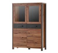 Buffet haut collection WINDSOR. Coloris chêne foncé et gris anthracite. 37 Marron