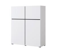 Buffet haut coloris blanc et noir L120xH140xP40 collection HAVANA. Bahut haut design avec 4 portes.