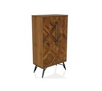 hjh LIVING Buffet Haut en Bois à Chevrons SANTJAGO Wood High Armoire à Double Porte pour Salon Chambre à Coucher, Rangement 63 x 32 x 117 cm